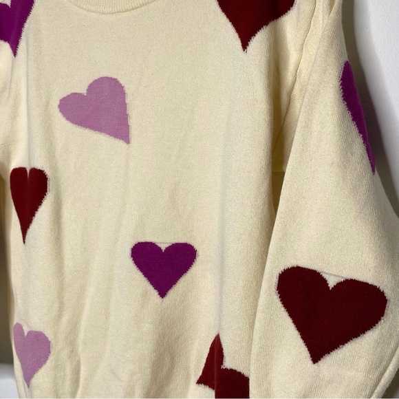 Kids Cream Heart Crew Neck Sweater - Picture 3 of 5